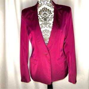 GUESS Magenta Satiny One Button Blazer Long Sleeves